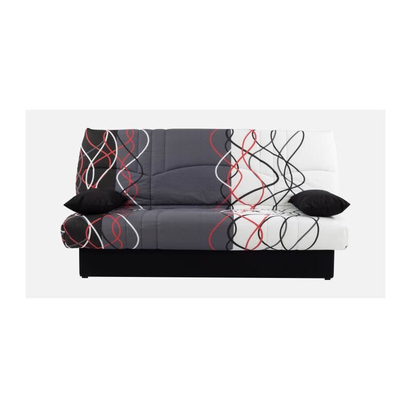 Conforteam - Banquette clic-clac - 3 places – Coton Onde Rouge / Noir – 190 x 92 x 96 cm – dream