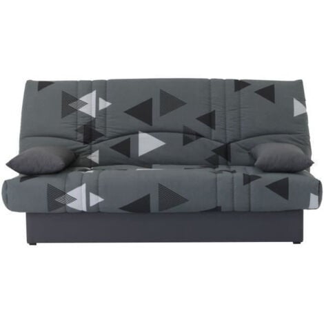 LES TENDANCES Banquette clic clac 3 places - tissu Bikini gris - Style contemporain - L 190 x P 92 cm - DREAM