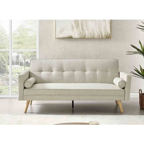 Banquette clic clac beige en tissu TANIA