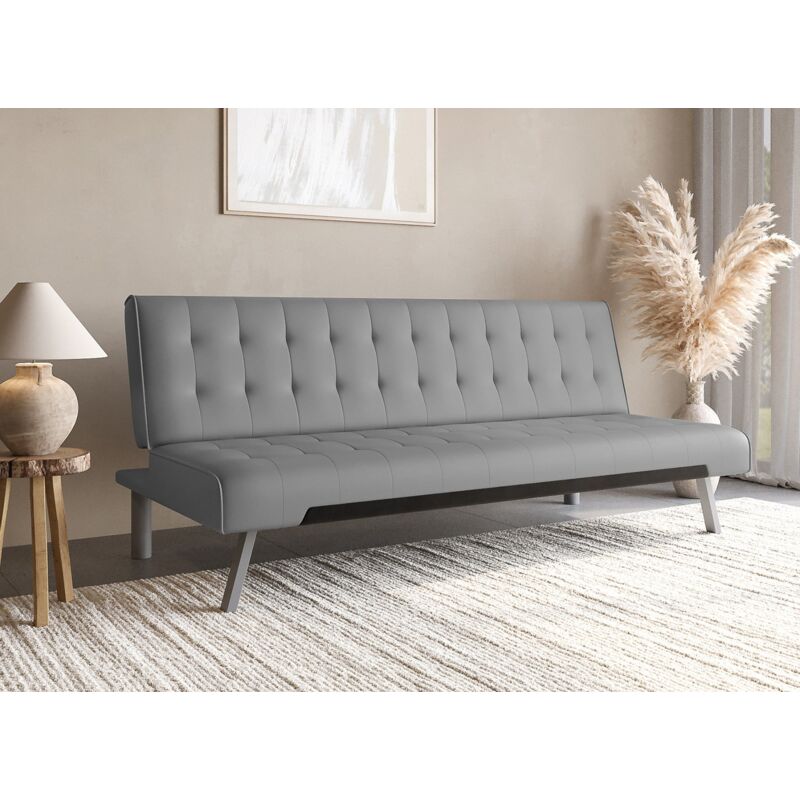 Deco In Paris – Banquette clic-clac 3 places – Couchage 180x93cm – Assise en mousse polyéther 25kg/m3 – Design capitonné gris Deco In Paris – Banquette clic-clac 3 places – Couchage 180x93cm – Assise en mousse polyéther 25kg/m3 – Design capitonné gris