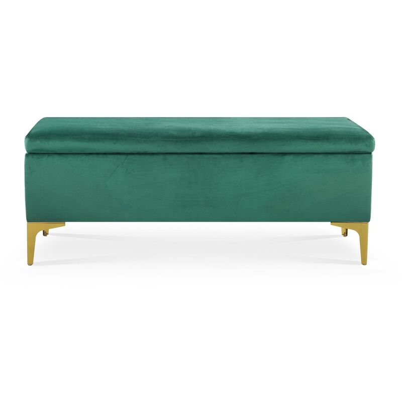 Banquette Coffre Chloé velours Vert pieds or - Vert