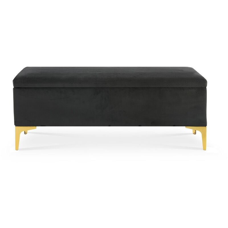Banquette Coffre Chloé velours Noir pieds doré Banquette Coffre Chloé velours Noir pieds doré