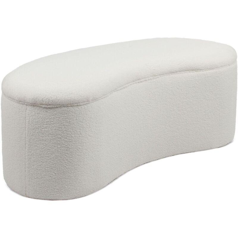 Banquette-coffre courbée Beanie Tissu bouclette Blanc