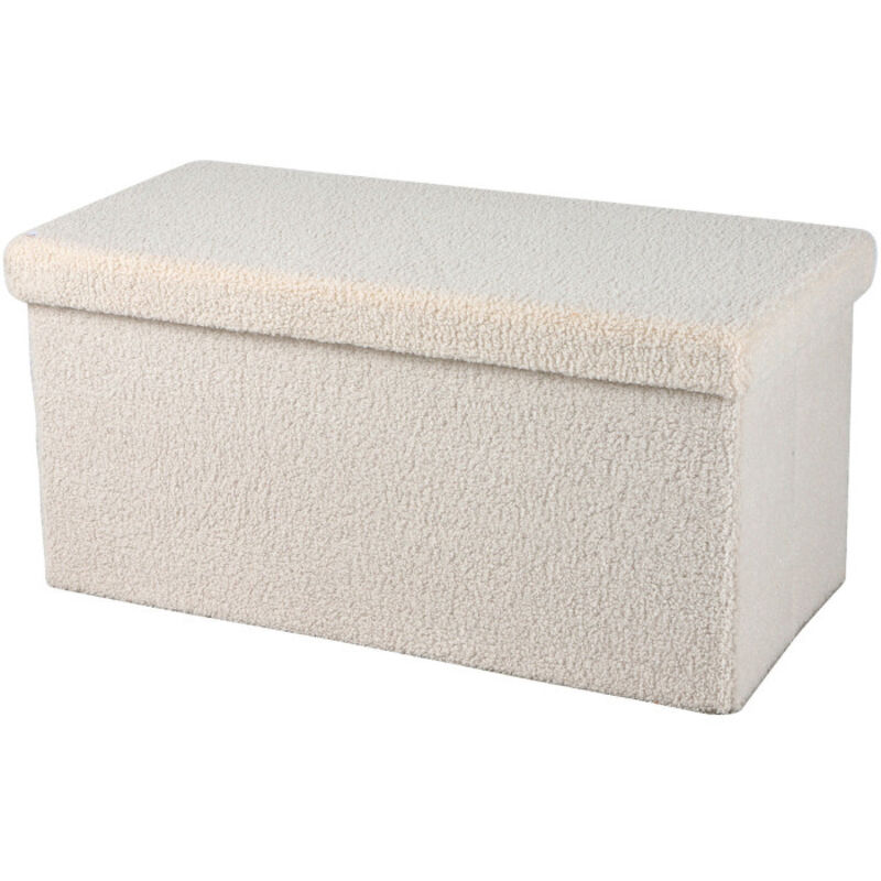 Banquette coffre de rangement doudou beige 76x37.5x37.5cm