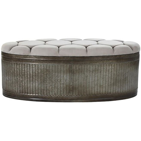 Banquette Coffre en métal coloris beige - Longueur 121 x Profondeur 44 x Hauteur 47,5 cm -PEGANE-