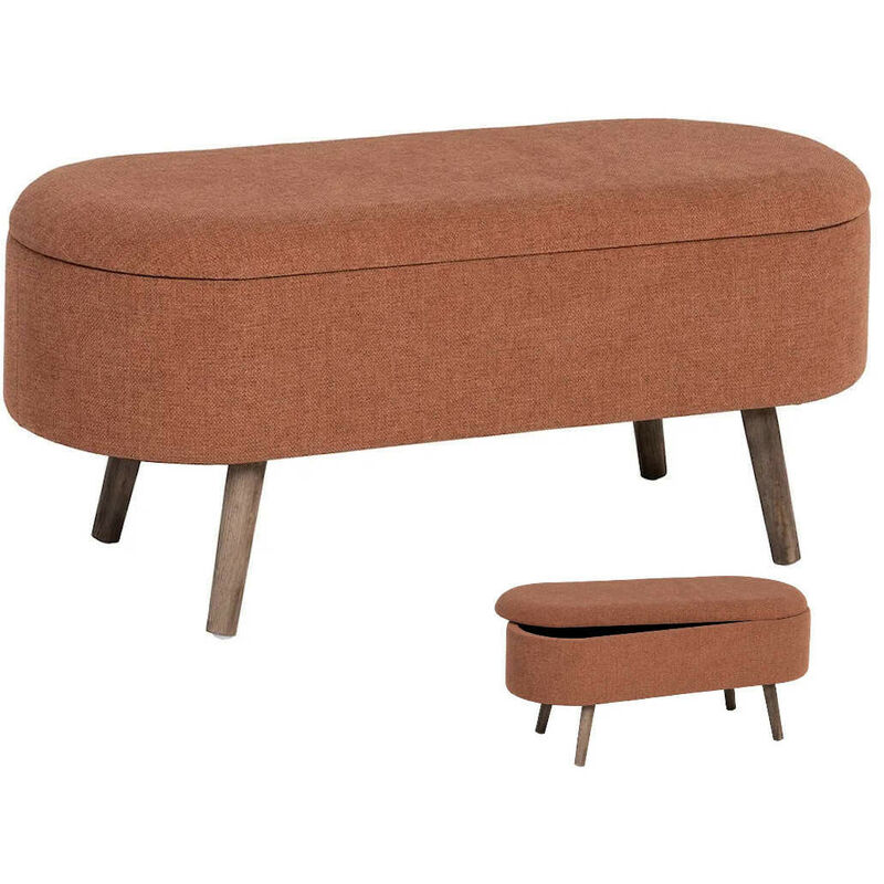 Banquette coffre en tissu 100x40x43cm - Malla | Terracotta - Terracotta