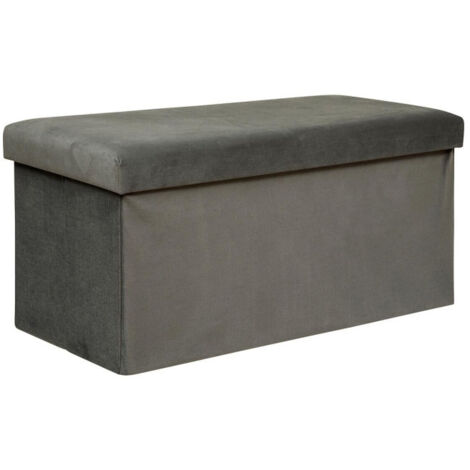 Banquette Coffre Pliable en Velours "Lilou" 76cm Gris