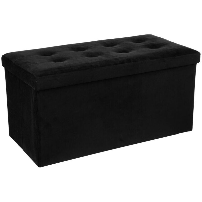 Atmosphera - Pouf Pliable Velours Lysandre Noir