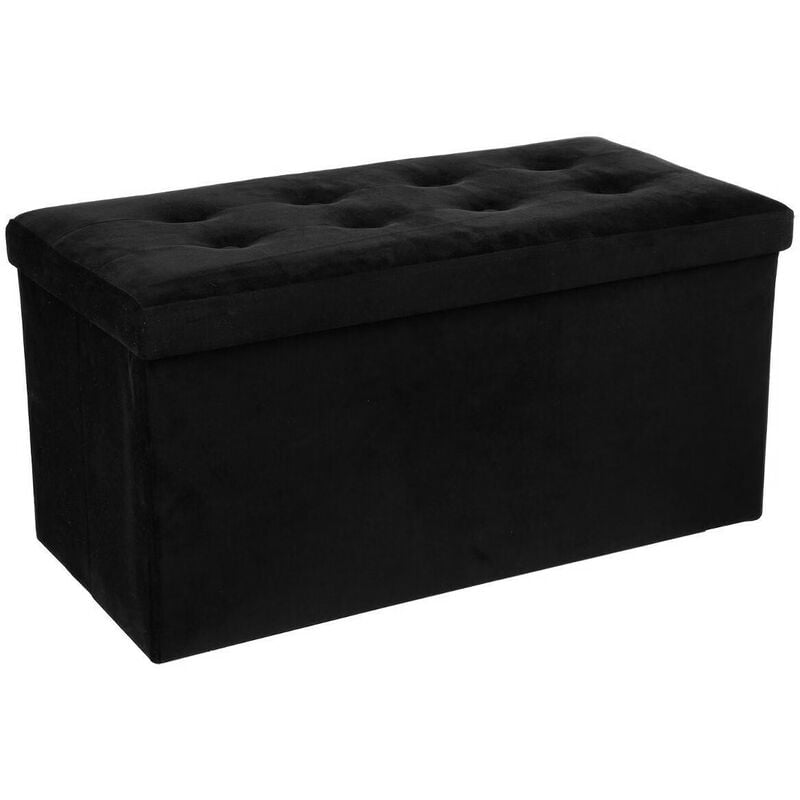 Pouf Pliable Velours Lysandre Noir Atmosphera