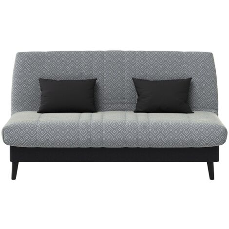 Banquette convertible Elios clic clac, couchage 130 x 190 avec rangement intégré + 2 coussins OFFERTS, Géometrik gris
