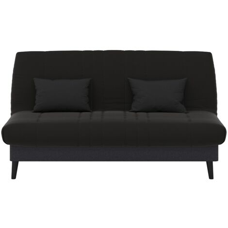 Banquette convertible Elios clic clac, couchage 130 x 190 avec rangement intégré + 2 coussins OFFERTS, Pearl Noir