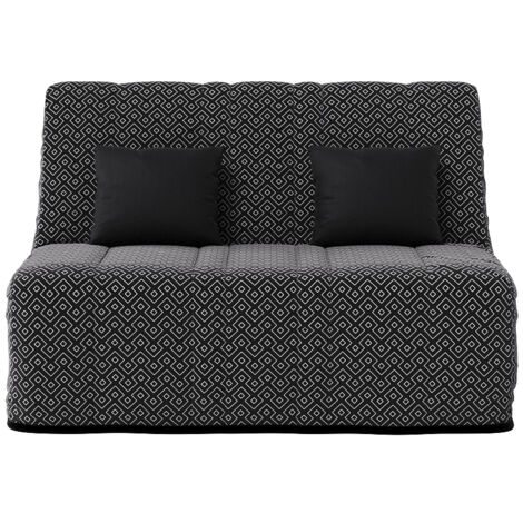 Banquette convertible NEA BZ , couchage 140x190, avec 2 coussins OFFERTS, Géometrik Noir