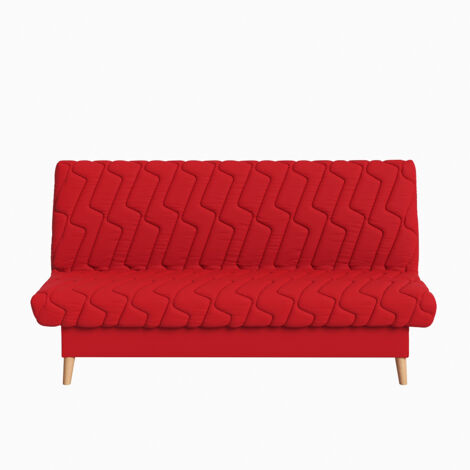 Banquette convertible Olympe clic clac, couchage 130x190 avec rangement intégré, Pearl rouge