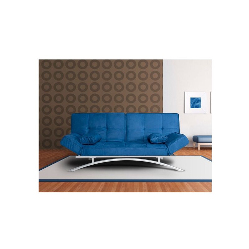 Canapé convertible 3 places Bleu Microfibre Pas cher Moderne Confort