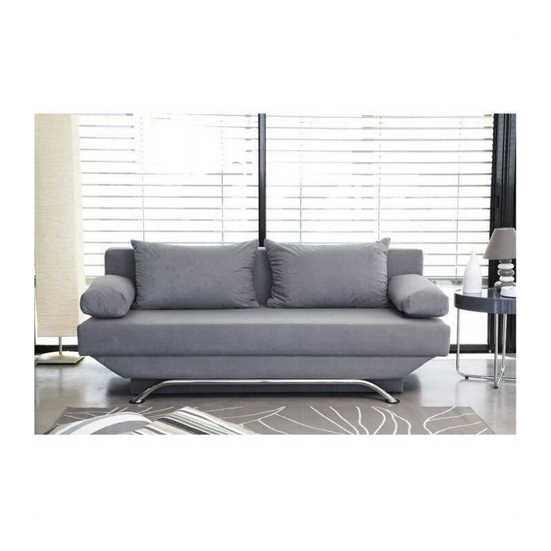 Finlandek banquette convertible teijo 3 places - tissu gris <strong>contemporain</strong> l 190 x p 92 cm