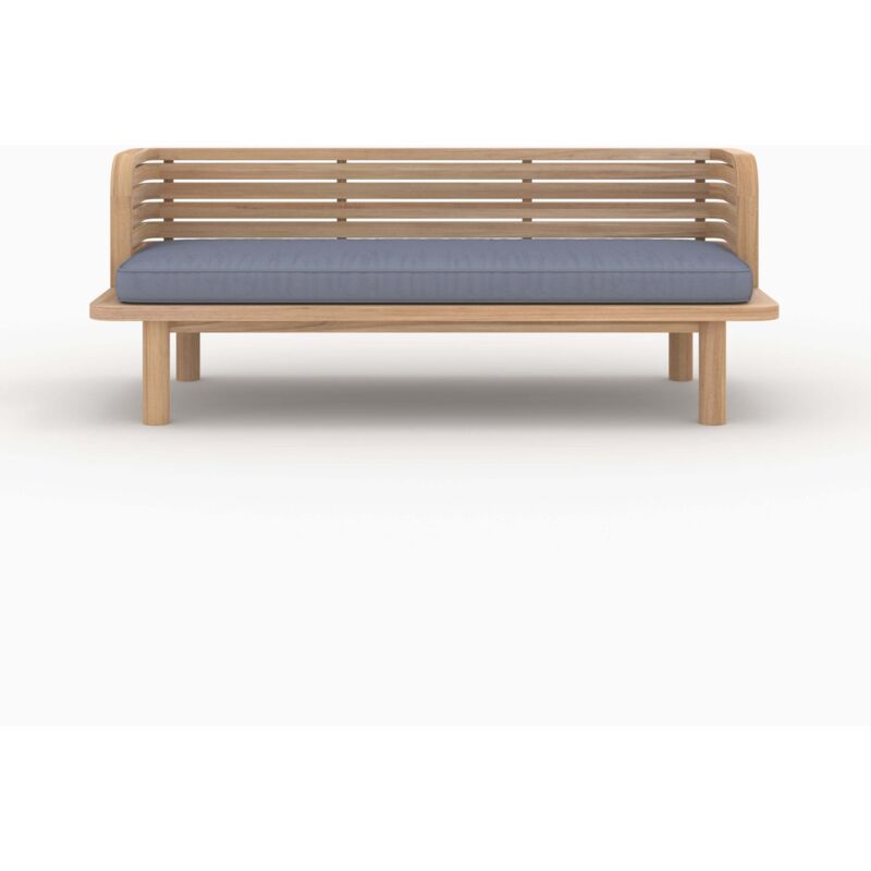Banquette de jardin 2 places en teck et coussin gris - kilda