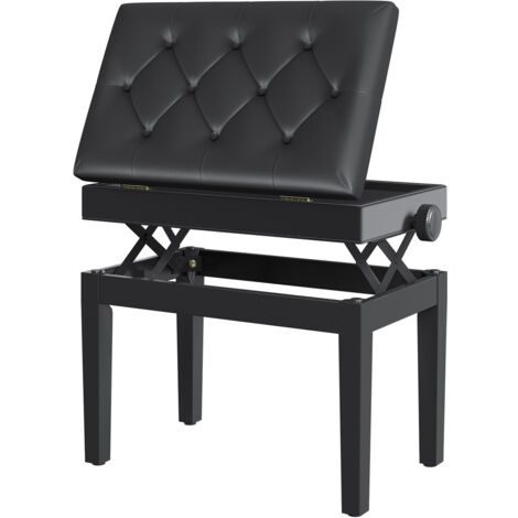 Banquette de piano avec rangement et réglage en hauteur 54,5x33x48-58cm, parfaite comme tabouret de maquillage pour amateurs de musique