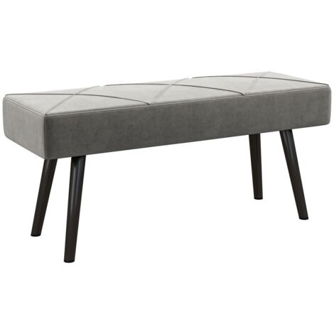 Banquette d'entrée avec rangement, assise velours gris, design en X, 100x36x45 cm, 120 kg pour chambre