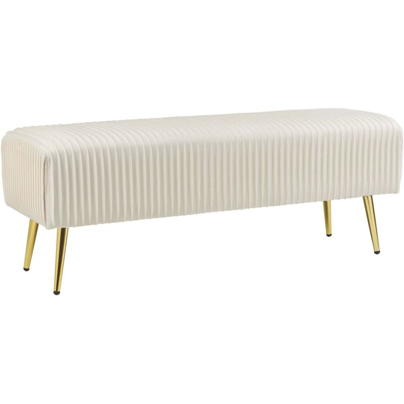 Banquette d'Intérieur Glamour Pieds en Métal Dorés en Velours Crème Paterson