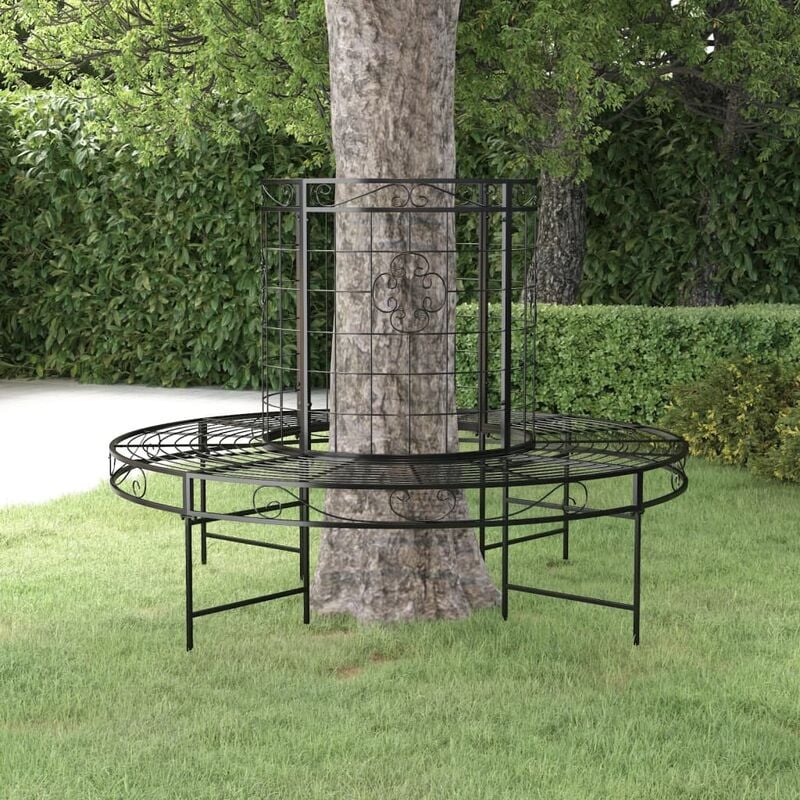 Inlife Banc circulaire tour d'arbre Ø137 cm Noir Acier