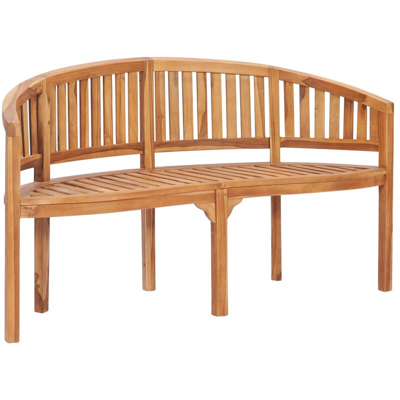 Banquette d'extérieur - Moderne Banc de jardin en forme de banane 151 cm Teck solide Pour Terrasse Balcon FR4795