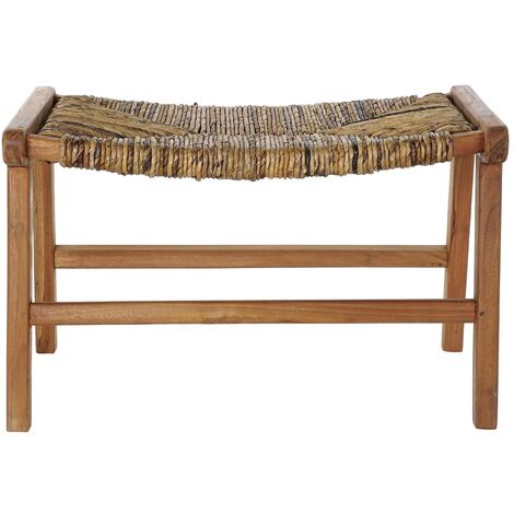 Banquette en bois de teck coloris naturel - longueur 65 x Profondeur 47 x hauteur 40 cm -PEGANE-