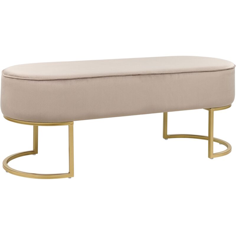Banquette en Velours Beige Uni sur Pieds Dorés Rembourrage en Mousse Milry