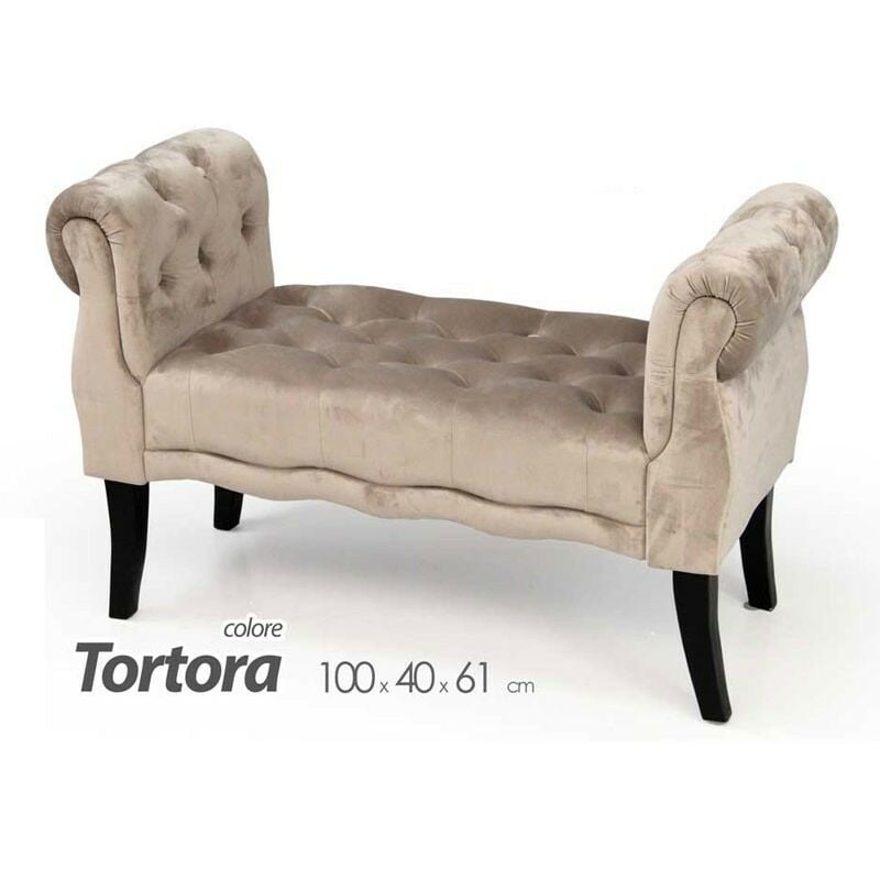 Banquette en velours gris tourterelle assise confortable meuble design cm 100x 40 x 61 h