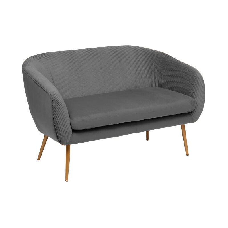 Atmosphera - Canapé 2 Places en Velours 'Solaro' 124cm Gris