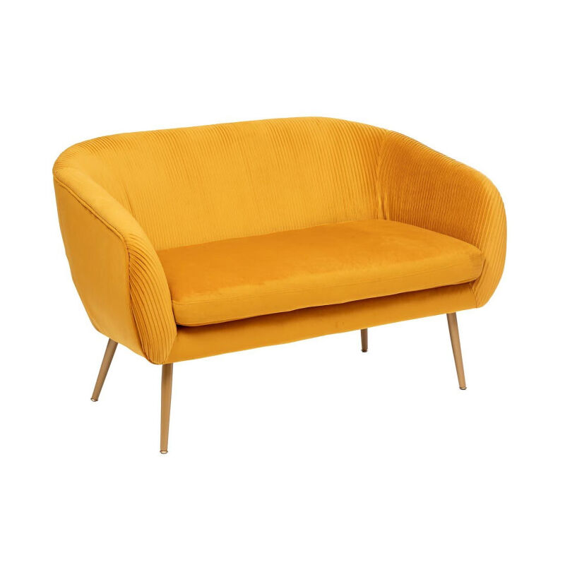 Atmosphera - Canapé 2 Places en Velours 'Solaro' 124cm Ocre