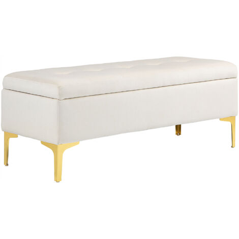Banquette espace rangement chargeable jusqu à 120 kg 120 x 44 x 44,5 cm beige