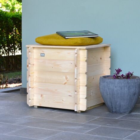 Banquette Gaia en bois avec couvercle 60x60x54 cm