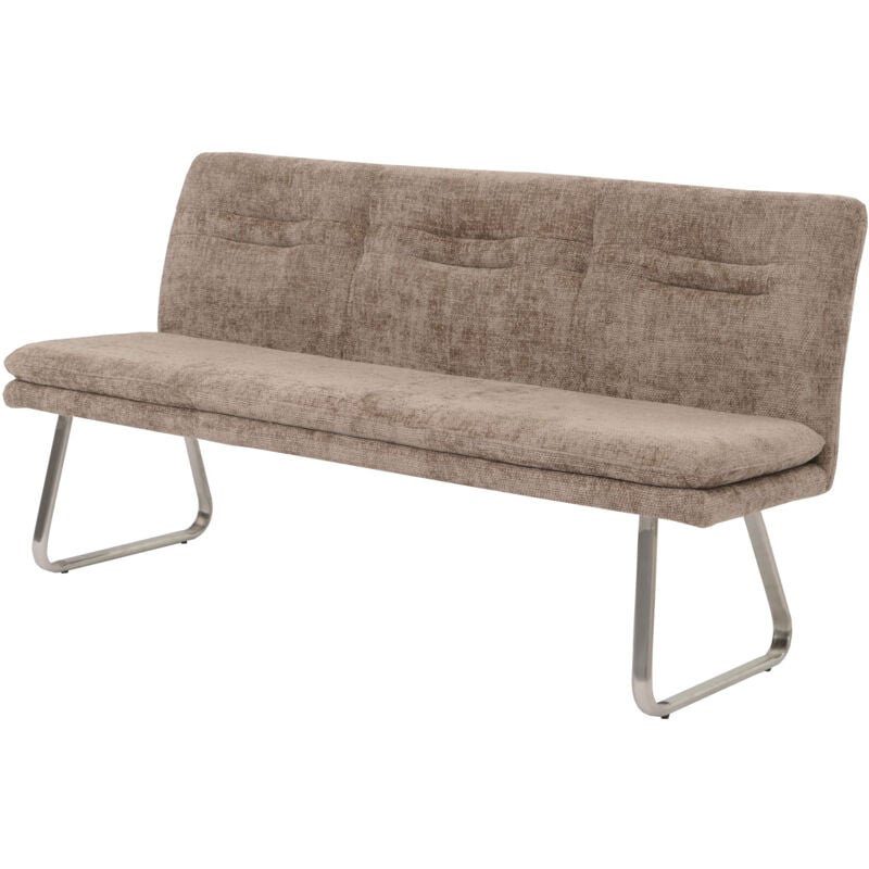 Banquette HHG 139, banquette de salle à manger banquette rembourrée, dossier tissu/textile chenille inox brossé 180cm, brun