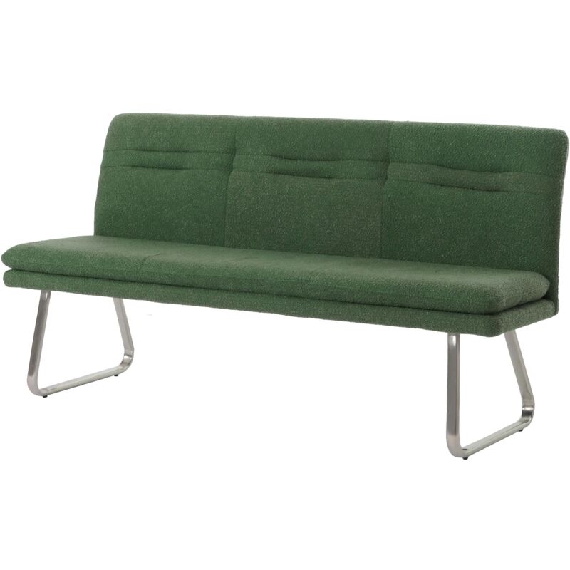 Banquette HHG 151, banquette de salle à manger banquette rembourrée, dossier tissu/textile bouclé inox brossé 180cm, vert