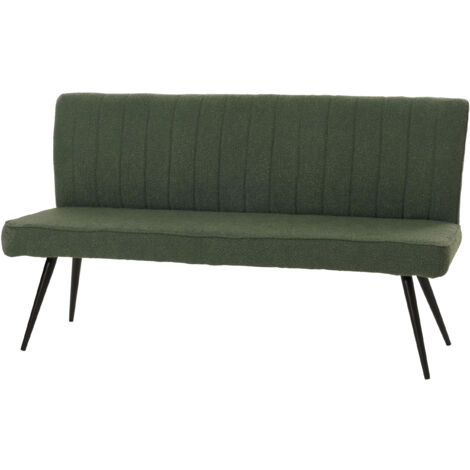 Banquette HWC-K16, banquette de salle à manger banquette rembourrée, dossier tissu/textile bouclé métal 160cm  vert