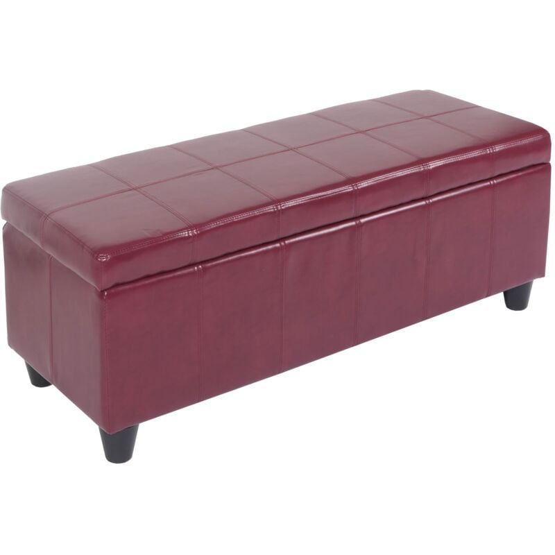 Jamais utilisé] Banc banquette rembourrée coffre de rangement Kriens, cuir reconstitué, 112x45x45cm, rouge