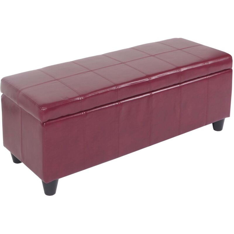 Banc banquette rembourrée coffre de rangement Kriens, cuir reconstitué, 112x45x45cm, rouge Banc banquette rembourrée coffre de rangement Kriens, cuir reconstitué, 112x45x45cm, rouge