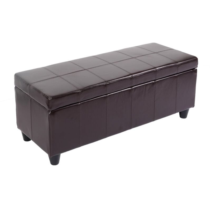 HHG - Banquette Kriens, coffre, banc, cuir + similicuir, 112x45x45cm, marron