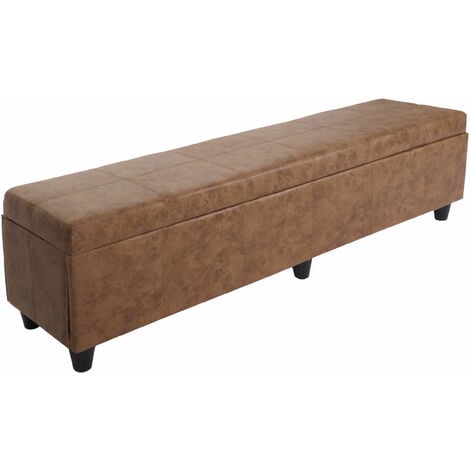 Banquette Kriens XXL, coffre, banc, tissu, 180x45x45cm, aspect daim