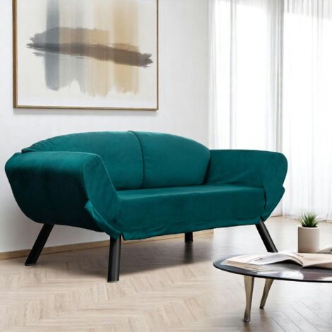 Banquette-lit bleu canard - format compact LUCCA