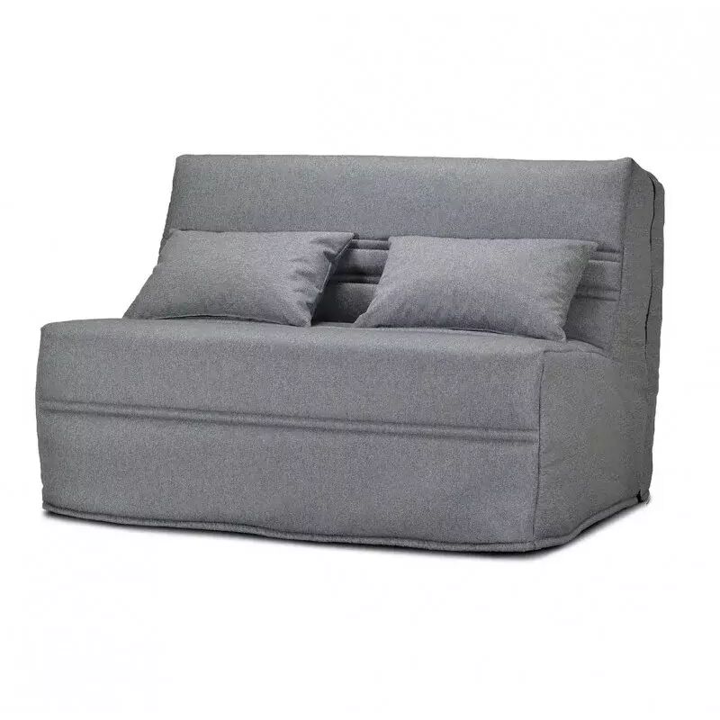Meubletmoi - Banquette lit bz 140x200 cm en tissu gris et matelas 15 cm - anatole