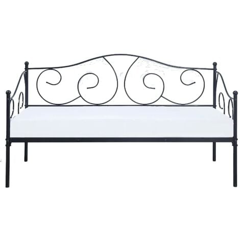 Banquette lit BZ 140x200 cm en tissu gris et matelas 15 cm - ANATOLE