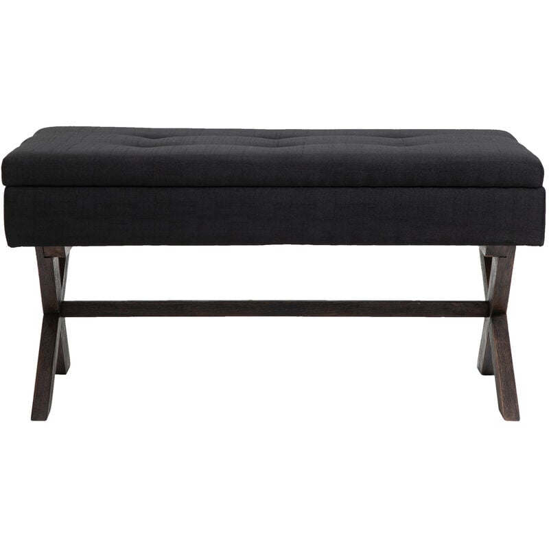 Banc de connexion en tissu matelassé et jambes en bois foncé différentes couleurs colore : noir
