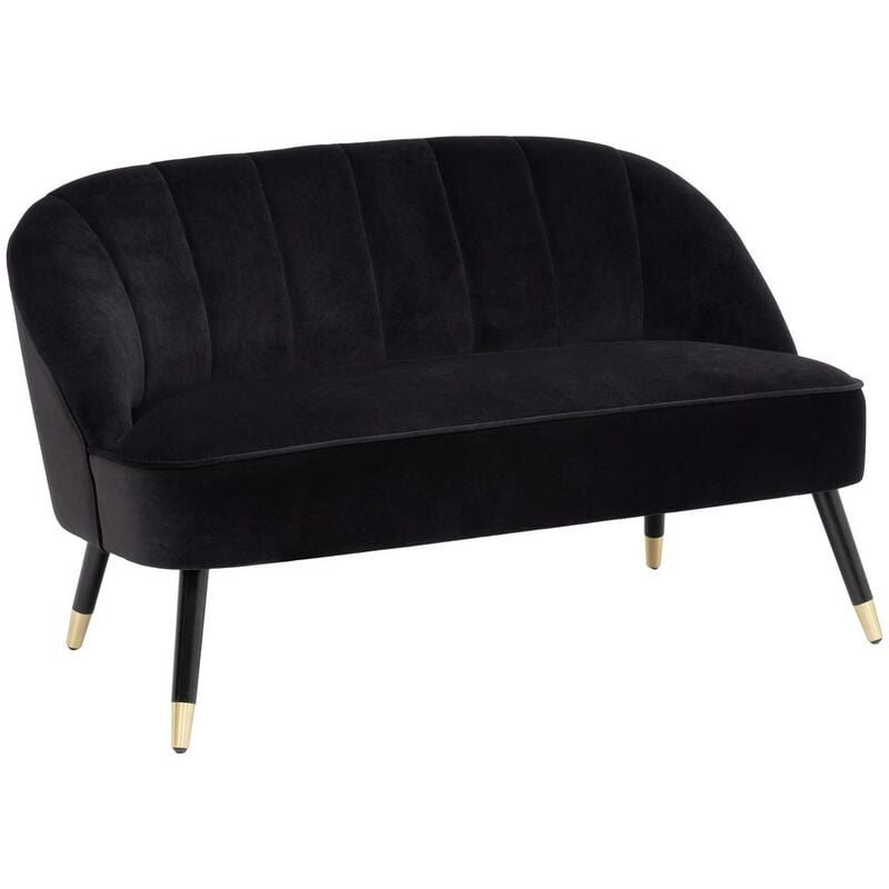 Atmosphera - Banquette velours Naova 2 places noir créateur d'intérieur
