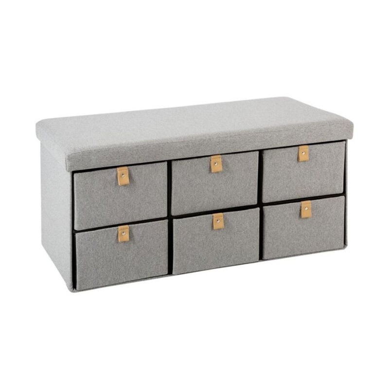 Banquette Pliable 6 Tiroirs 'Suède' 76cm Gris