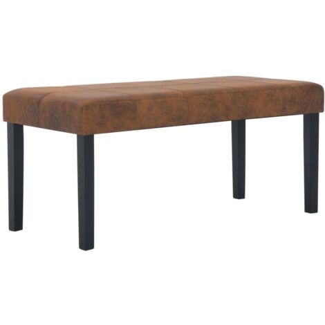 Banquette pouf tabouret meuble banc 106 cm marron synthétique daim
