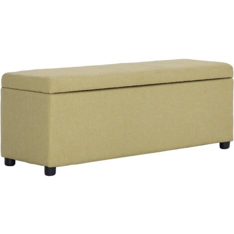 Banquette pouf tabouret meuble banc avec compartiment de rangement 116 cm vert polyester