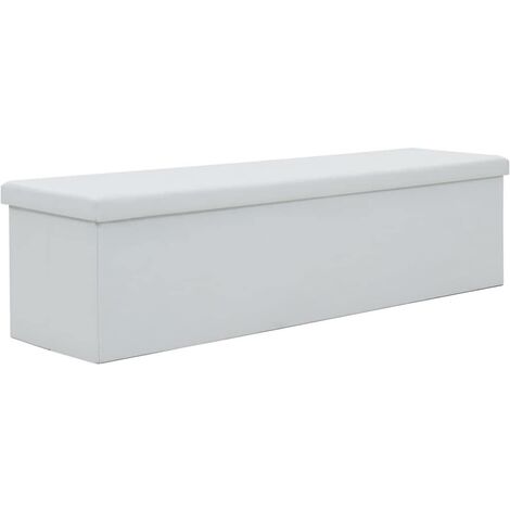 Banquette pouf tabouret meuble banc de rangement pliable synthétique 150 cm blanc - Blanc