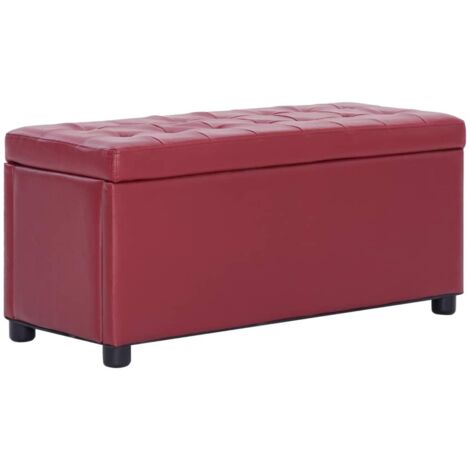 Banquette pouf tabouret meuble pouf de rangement 87 cm rouge bordeaux synthétique