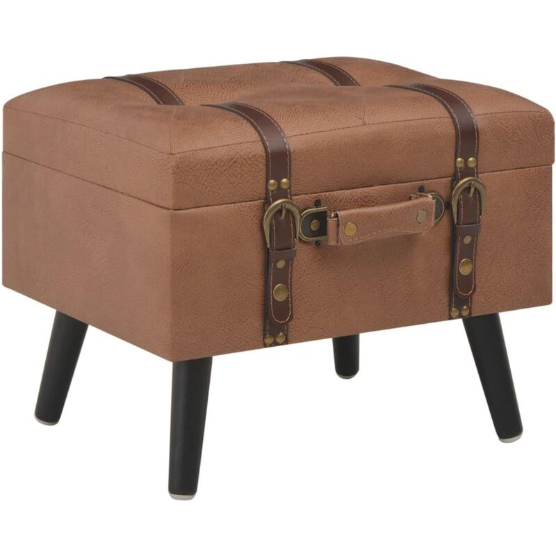 Banquette pouf tabouret meuble tabouret de rangement 40 cm marron synthétique